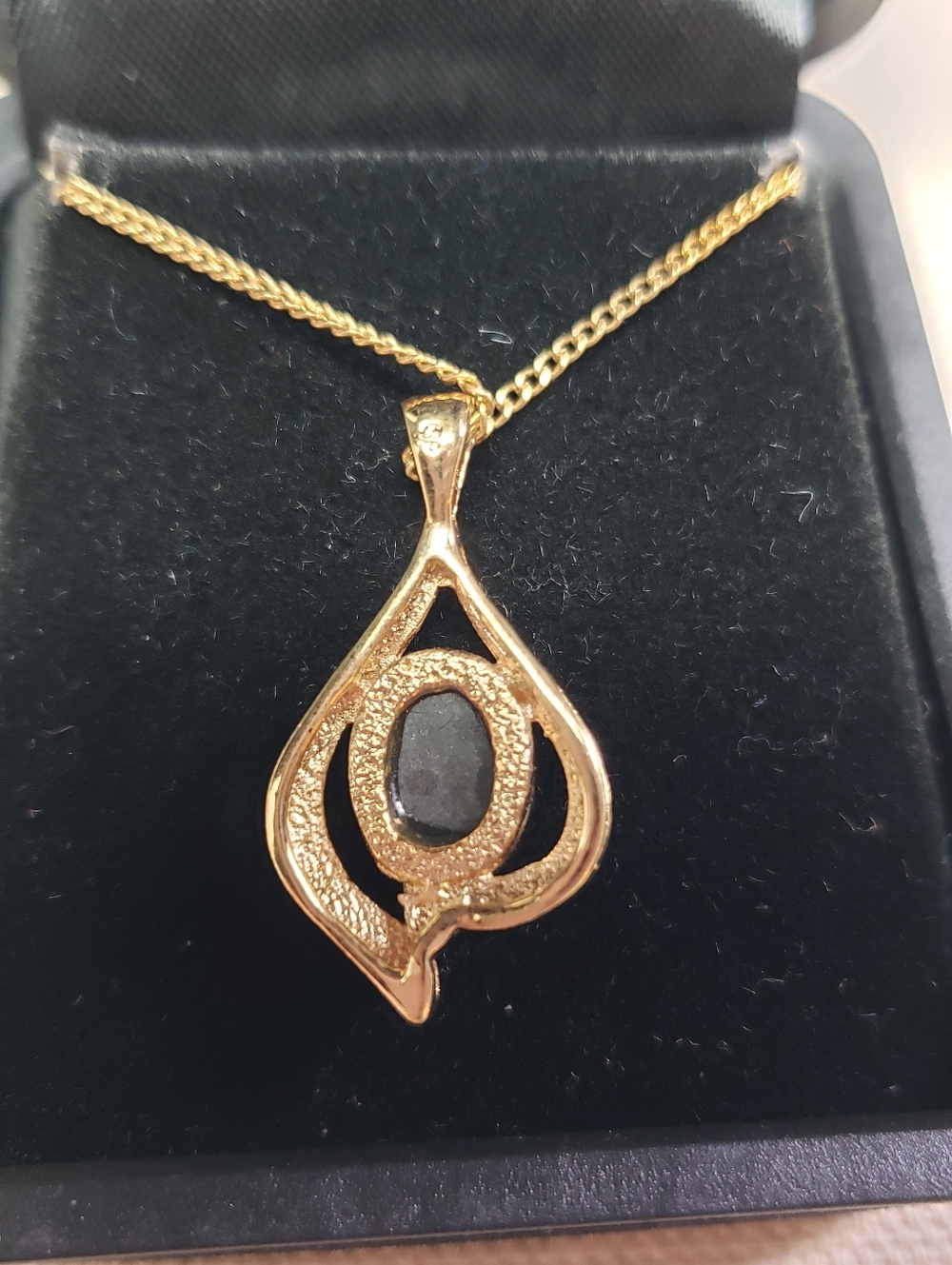 Gold Teardrop Necklace with White Opal and Clear Accent - Women Jewelry - Picture 3 of 5
